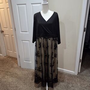 Chic Black and Tan Long Sleeve Dress